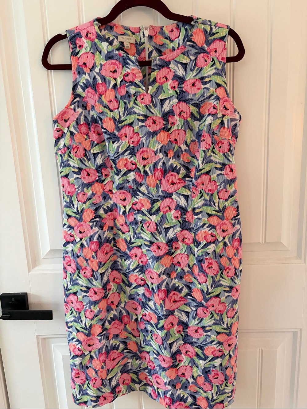 Talbots Blue Mini Dress with Pink Floral Print